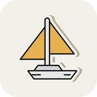 Small Yacht Line Filled White Shadow Icon vector