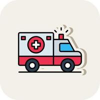 ambulancia línea lleno blanco sombra icono vector