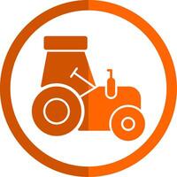 tractor glifo naranja circulo icono vector