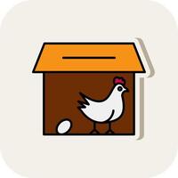 Chicken Coop Line Filled White Shadow Icon vector