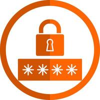 Password Glyph Orange Circle Icon vector