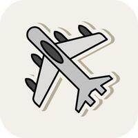 Jet Plane Line Filled White Shadow Icon vector