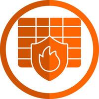Firewall Glyph Orange Circle Icon vector