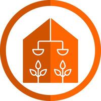Greenhouse Glyph Orange Circle Icon vector