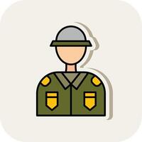 Soldier Line Filled White Shadow Icon vector