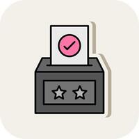Voting Box Line Filled White Shadow Icon vector