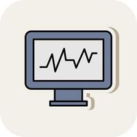 Cardiac Monitor Line Filled White Shadow Icon vector