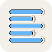Horizontal Left Align Line Filled White Shadow Icon vector