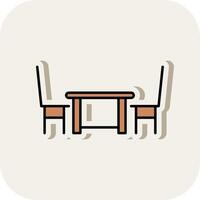 Dining Table Line Filled White Shadow Icon vector