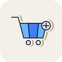 Add To Cart Line Filled White Shadow Icon vector