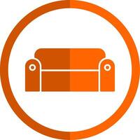 Sofa Glyph Orange Circle Icon vector