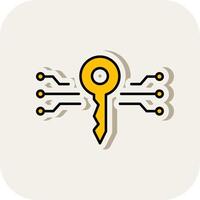Digital Key Line Filled White Shadow Icon vector