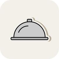 Serving Dish Line Filled White Shadow Icon vector