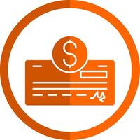 Pay Check Glyph Orange Circle Icon vector