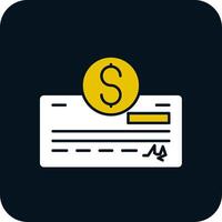 Pay Check Glyph Two Color Icon vector