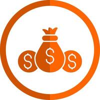 Money Bag Glyph Orange Circle Icon vector