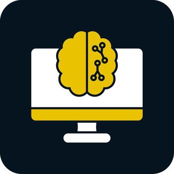 icono de dos colores de glifo de aprendizaje automático vector