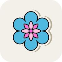 Flower Line Filled White Shadow Icon vector