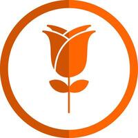 Rose Glyph Orange Circle Icon vector