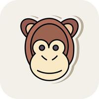 Monkey Line Filled White Shadow Icon vector