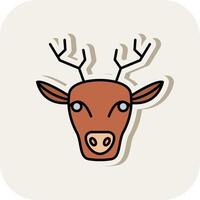 Deer Line Filled White Shadow Icon vector