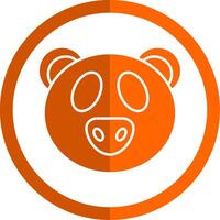 Panda Glyph Orange Circle Icon vector