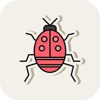 Bug Line Filled White Shadow Icon vector