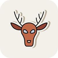 Deer Line Filled White Shadow Icon vector