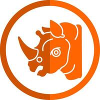 Rhinoceros Glyph Orange Circle Icon vector