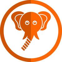Elephant Glyph Orange Circle Icon vector