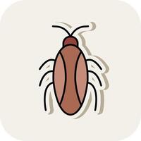 cucaracha línea lleno blanco sombra icono vector