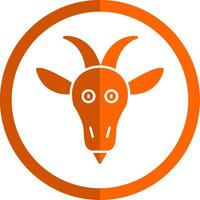 Goat Glyph Orange Circle Icon vector