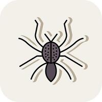 Spider Line Filled White Shadow Icon vector