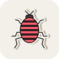 Bug Line Filled White Shadow Icon vector