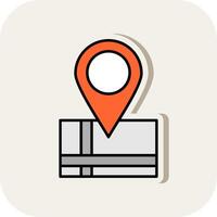 Map Location Line Filled White Shadow Icon vector