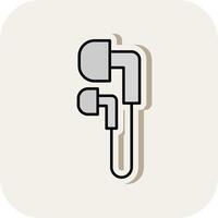 Earphones Line Filled White Shadow Icon vector