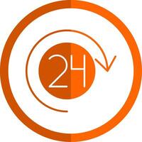 Open 24 Hours Glyph Orange Circle Icon vector