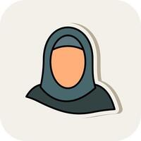 hijab línea lleno blanco sombra icono vector