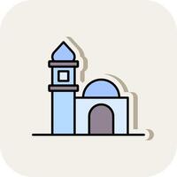 Mosque Line Filled White Shadow Icon vector