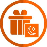 Gifts Glyph Orange Circle Icon vector