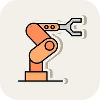 Industrial Robot Line Filled White Shadow Icon vector