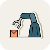 Robotic Arm Line Filled White Shadow Icon vector