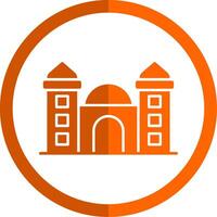 Mosque Glyph Orange Circle Icon vector