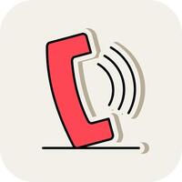 Phone Call Line Filled White Shadow Icon vector