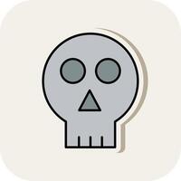 Skull Line Filled White Shadow Icon vector