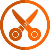 Scissors Glyph Orange Circle Icon vector
