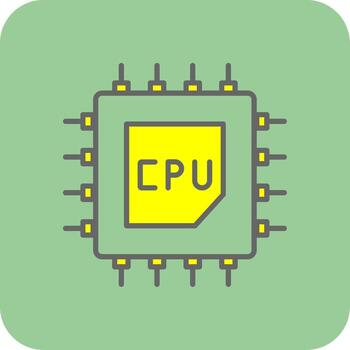 procesador lleno amarillo icono vector
