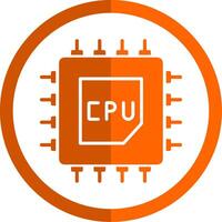 Processor Glyph Orange Circle Icon vector