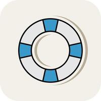 Life Saver Line Filled White Shadow Icon vector
