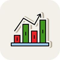 Stock Market Line Filled White Shadow Icon vector